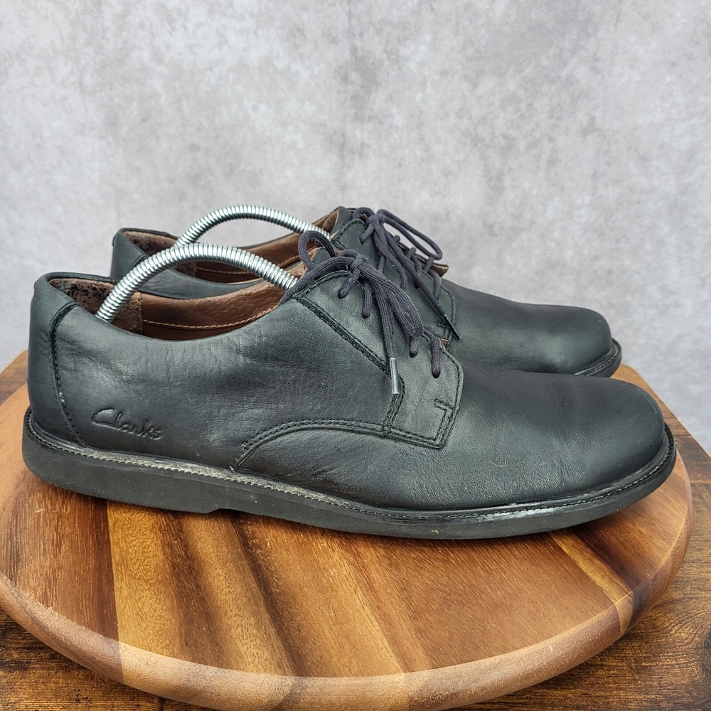 Clarks Oxford Shoes Mens 11 M Black Leather Waterproof Lace Up Casual 82465